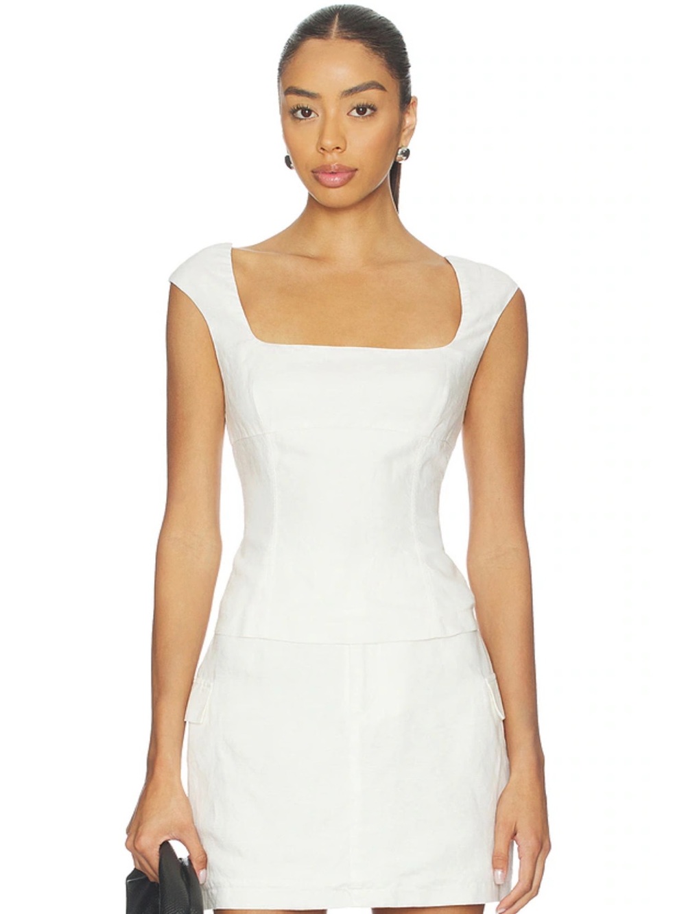 Onia white linen peplum top